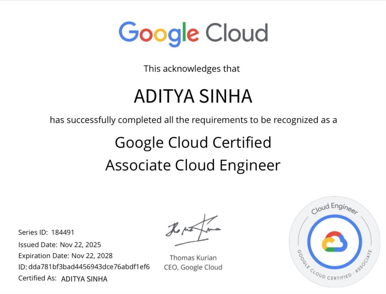 Google Cloud Associate Cloud Engineer